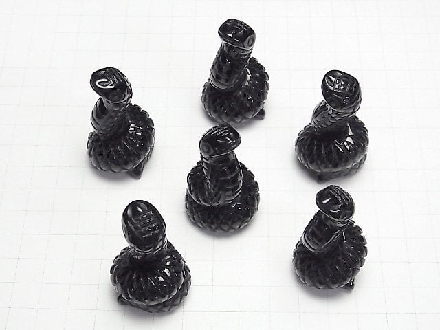 [Video] Black Obsidian Snake Motif 49x28mm [Undrilled] 1pc