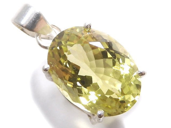 [Video][One of a kind] High Quality Lemon Quartz AAA Faceted Pendant Silver925 NO.41