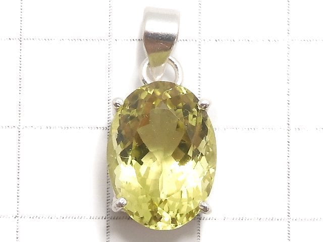 [Video][One of a kind] High Quality Lemon Quartz AAA Faceted Pendant Silver925 NO.41