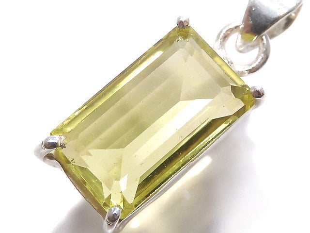 [Video][One of a kind] High Quality Lemon Quartz AAA Faceted Pendant Silver925 NO.44