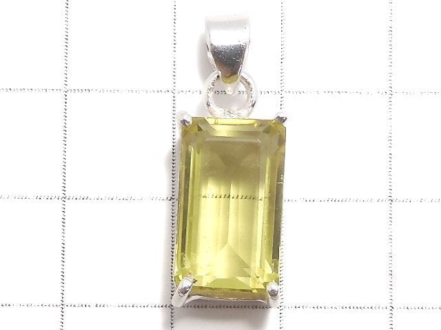 [Video][One of a kind] High Quality Lemon Quartz AAA Faceted Pendant Silver925 NO.44