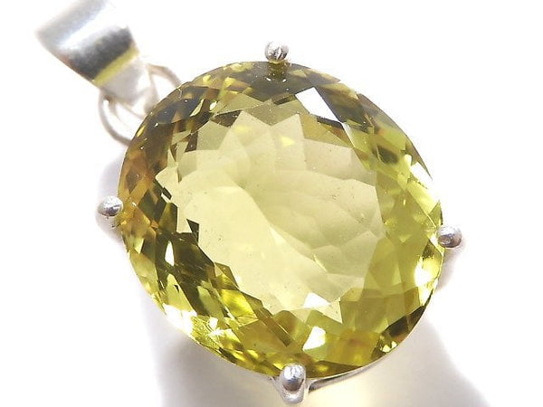 [Video][One of a kind] High Quality Lemon Quartz AAA Faceted Pendant Silver925 NO.46