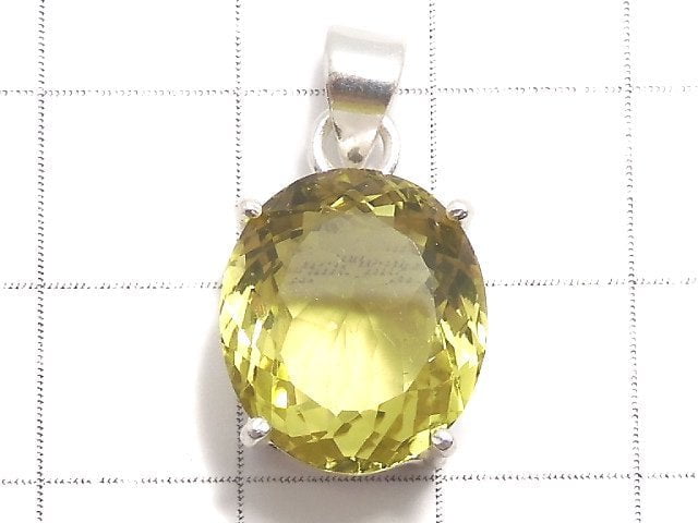 [Video][One of a kind] High Quality Lemon Quartz AAA Faceted Pendant Silver925 NO.46