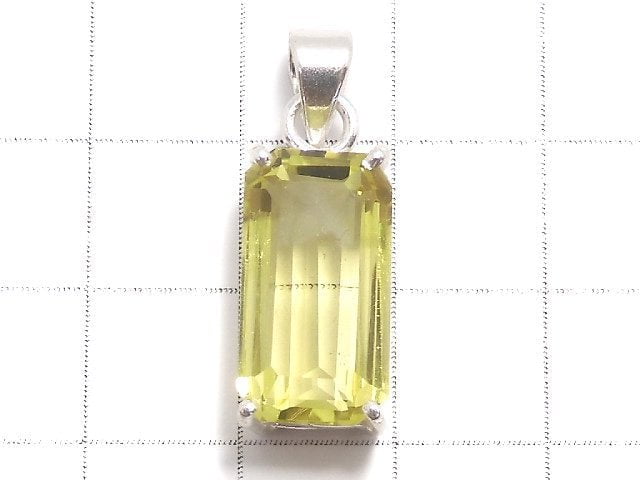 [Video][One of a kind] High Quality Lemon Quartz AAA Faceted Pendant Silver925 NO.47