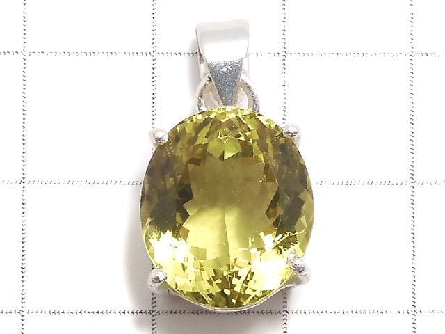 [Video][One of a kind] High Quality Lemon Quartz AAA Faceted Pendant Silver925 NO.48