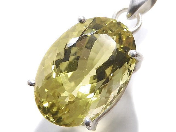 [Video][One of a kind] High Quality Lemon Quartz AAA Faceted Pendant Silver925 NO.49