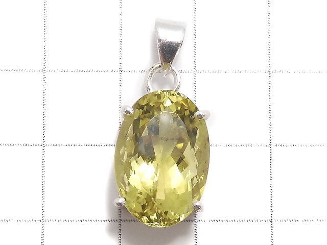 [Video][One of a kind] High Quality Lemon Quartz AAA Faceted Pendant Silver925 NO.49