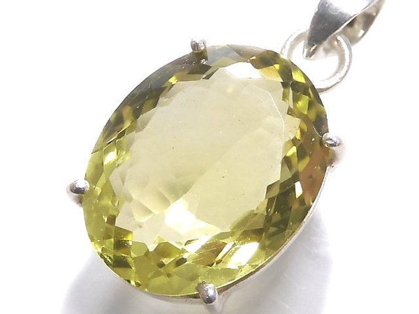 [Video][One of a kind] High Quality Lemon Quartz AAA Faceted Pendant Silver925 NO.50