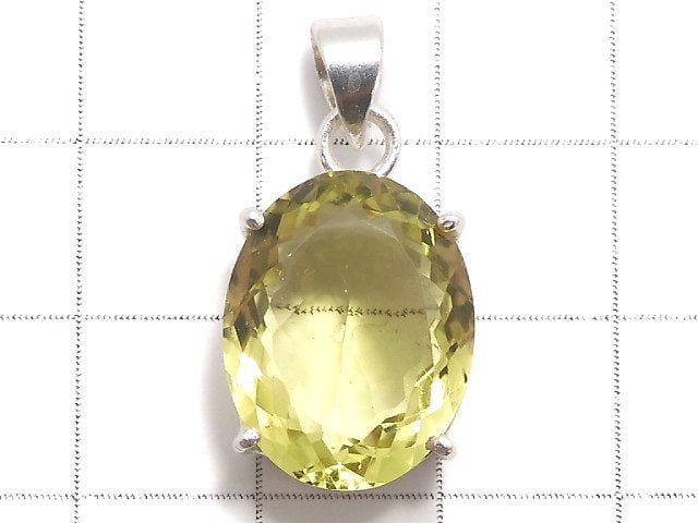 [Video][One of a kind] High Quality Lemon Quartz AAA Faceted Pendant Silver925 NO.50