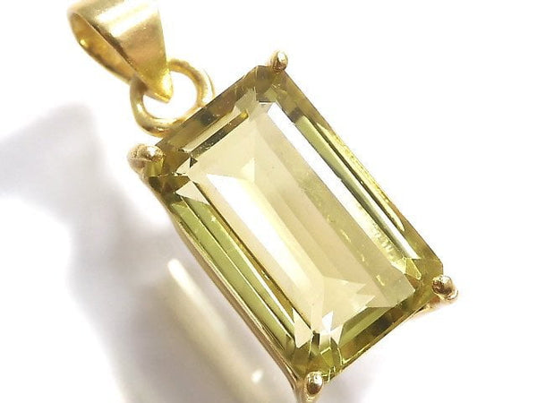 [Video][One of a kind] High Quality Lemon Quartz AAA Faceted Pendant 18KGP NO.52