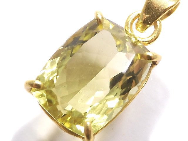 [Video][One of a kind] High Quality Lemon Quartz AAA Faceted Pendant 18KGP NO.53