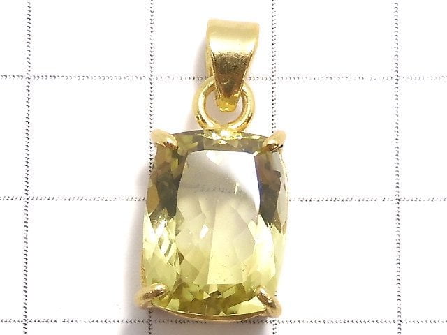 [Video][One of a kind] High Quality Lemon Quartz AAA Faceted Pendant 18KGP NO.53