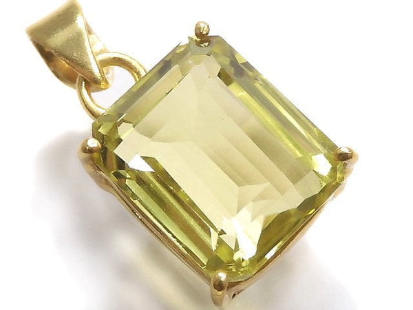 [Video][One of a kind] High Quality Lemon Quartz AAA Faceted Pendant 18KGP NO.54