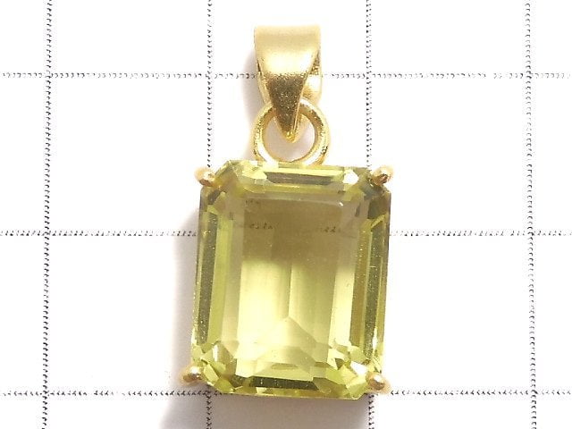 [Video][One of a kind] High Quality Lemon Quartz AAA Faceted Pendant 18KGP NO.54