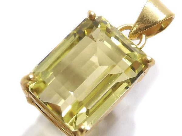 [Video][One of a kind] High Quality Lemon Quartz AAA Faceted Pendant 18KGP NO.56