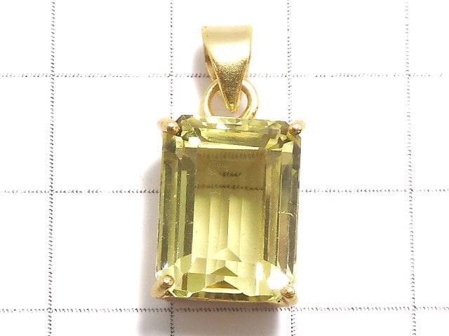 [Video][One of a kind] High Quality Lemon Quartz AAA Faceted Pendant 18KGP NO.56