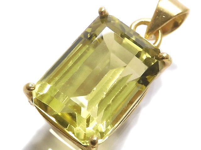 [Video][One of a kind] High Quality Lemon Quartz AAA Faceted Pendant 18KGP NO.57