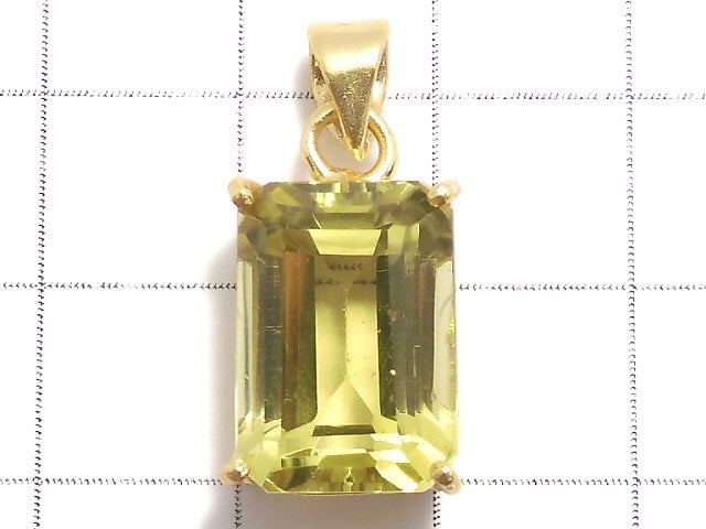 [Video][One of a kind] High Quality Lemon Quartz AAA Faceted Pendant 18KGP NO.57