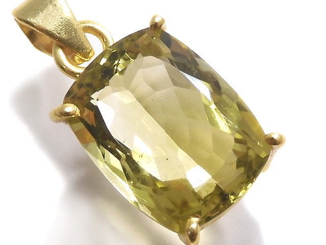 [Video][One of a kind] High Quality Lemon Quartz AAA Faceted Pendant 18KGP NO.58