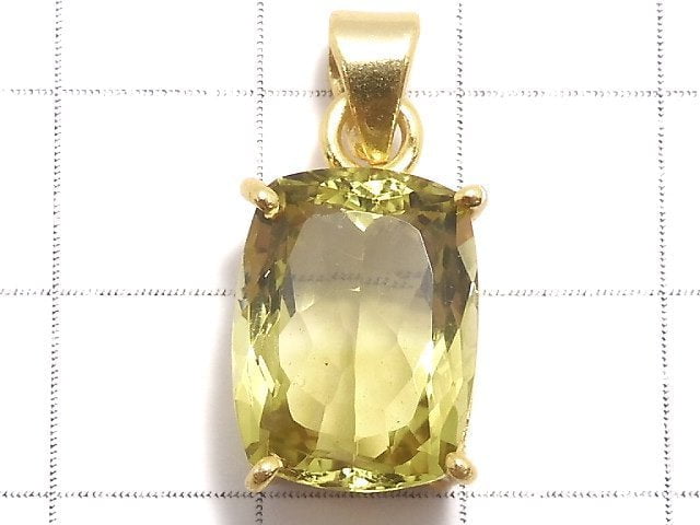 [Video][One of a kind] High Quality Lemon Quartz AAA Faceted Pendant 18KGP NO.58