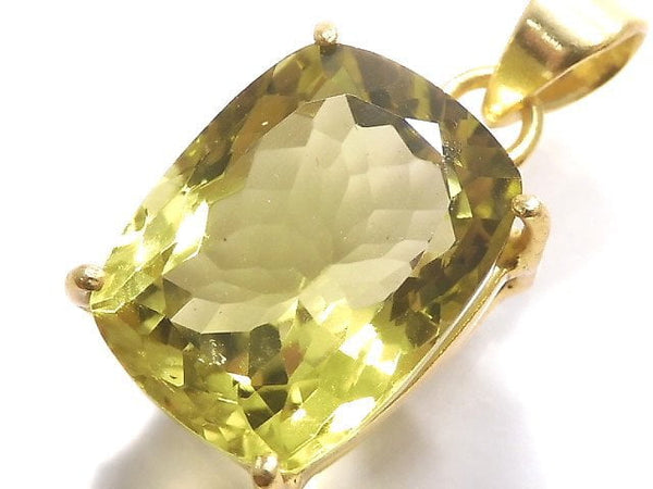 [Video][One of a kind] High Quality Lemon Quartz AAA Faceted Pendant 18KGP NO.59