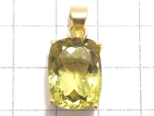 [Video][One of a kind] High Quality Lemon Quartz AAA Faceted Pendant 18KGP NO.59