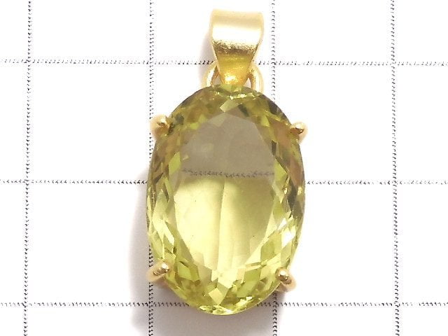 [Video][One of a kind] High Quality Lemon Quartz AAA Faceted Pendant 18KGP NO.60