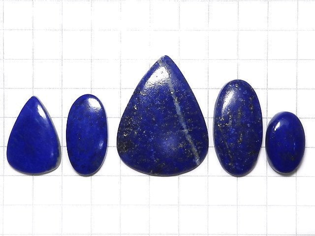 [Video][One of a kind] Lapislazuli AAA- Cabochon 5pcs Set NO.101