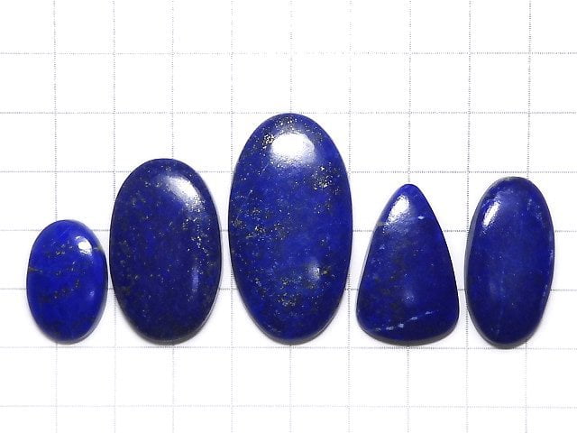 [Video][One of a kind] Lapislazuli AAA- Cabochon 5pcs Set NO.105