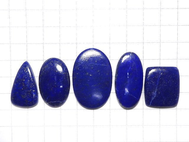 [Video][One of a kind] Lapislazuli AAA- Cabochon 5pcs Set NO.106