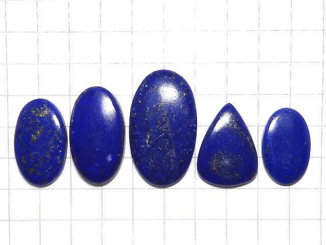 [Video][One of a kind] Lapislazuli AAA- Cabochon 5pcs Set NO.107