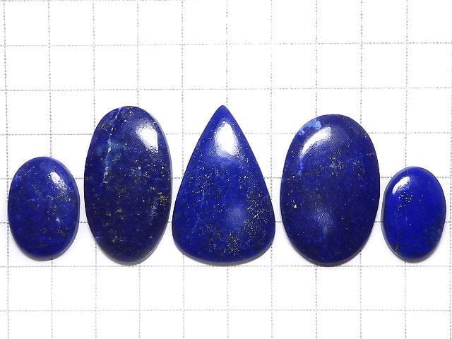 [Video][One of a kind] Lapislazuli AAA- Cabochon 5pcs Set NO.108