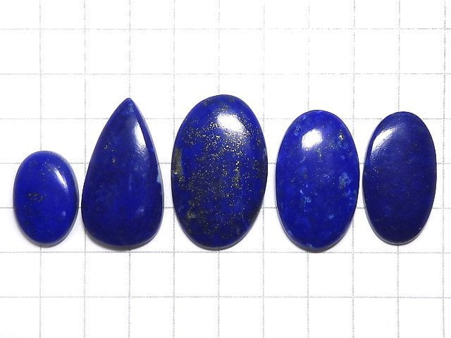 [Video][One of a kind] Lapislazuli AAA- Cabochon 5pcs Set NO.109