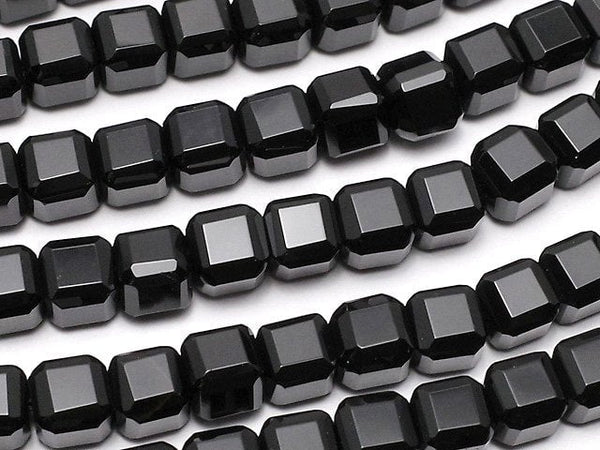 [Video] High Quality! Onyx Cube Shape 5x5x5mm half or 1strand beads (aprx.14inch/34cm)