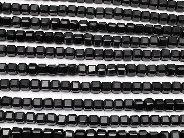 [Video] High Quality! Onyx Cube Shape 5x5x5mm half or 1strand beads (aprx.14inch/34cm)