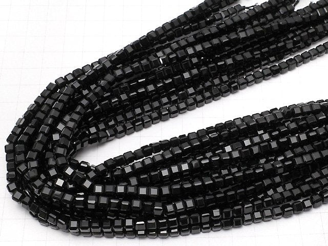 [Video] High Quality! Onyx Cube Shape 5x5x5mm half or 1strand beads (aprx.14inch/34cm)