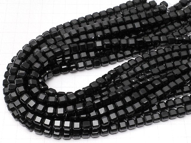 [Video] High Quality! Onyx Cube Shape 6.5x6.5x6.5mm half or 1strand beads (aprx.14inch/34cm)