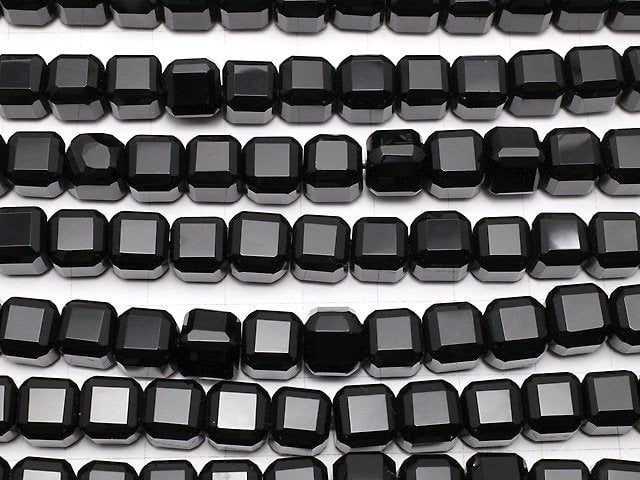 [Video]High Quality! Onyx Cube Shape 8x8x8mm half or 1strand beads (aprx.14inch/34cm)