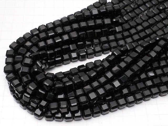 [Video]High Quality! Onyx Cube Shape 8x8x8mm half or 1strand beads (aprx.14inch/34cm)