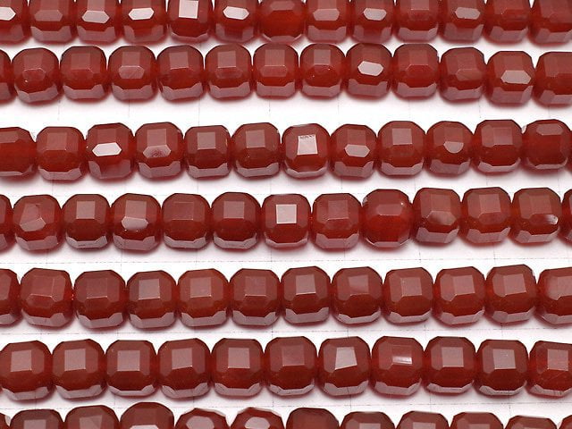 [Video]High Quality! Red Agate AAA Cube Shape 7x7x7mm half or 1strand beads (aprx.15inch/36cm)