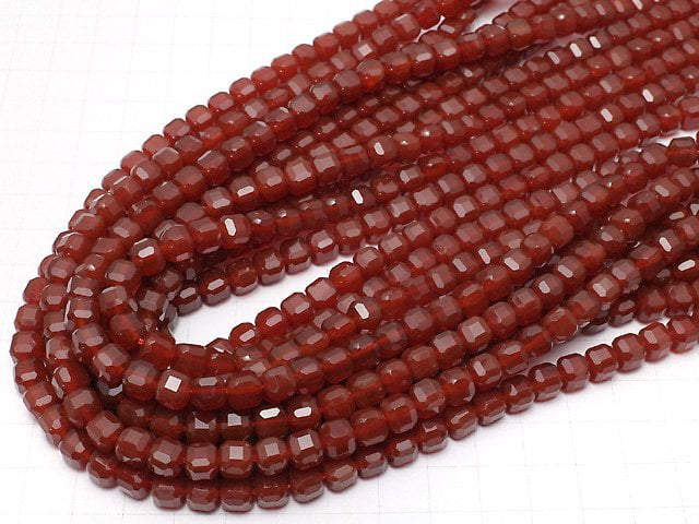 [Video]High Quality! Red Agate AAA Cube Shape 7x7x7mm half or 1strand beads (aprx.15inch/36cm)