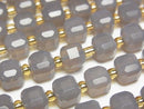 [Video] High Quality! Gray Onyx Cube Shape 7x7x7mm Half or 1strand Beads (approx. 14 inches/34 cm)