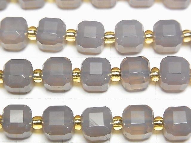 [Video] High Quality! Gray Onyx Cube Shape 7x7x7mm Half or 1strand Beads (approx. 14 inches/34 cm)