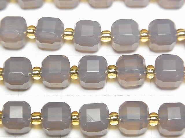 [Video]High Quality! Gray Onyx Cube Shape 6.5x6.5x6.5mm half or 1strand beads (aprx.14inch/34cm)