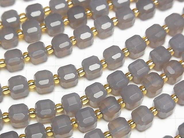 [Video]High Quality! Gray Onyx Cube Shape 6.5x6.5x6.5mm half or 1strand beads (aprx.14inch/34cm)