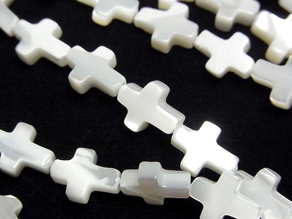 [Video] Mother of Pearl MOP White Cross 10x7mm 1strand beads (aprx.15inch/36cm)