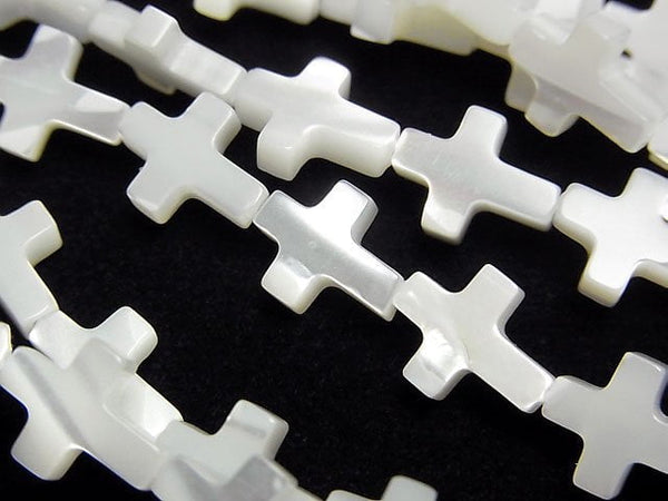 [Video] Mother of Pearl MOP White Cross 11x9mm 1strand beads (aprx.15inch/36cm)