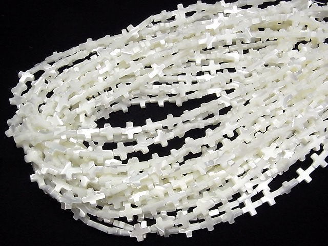 [Video] Mother of Pearl MOP White Cross 11x9mm 1strand beads (aprx.15inch/36cm)