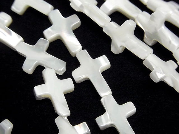 [Video] Mother of Pearl MOP White Cross 14x10mm 1strand beads (aprx.15inch/36cm)