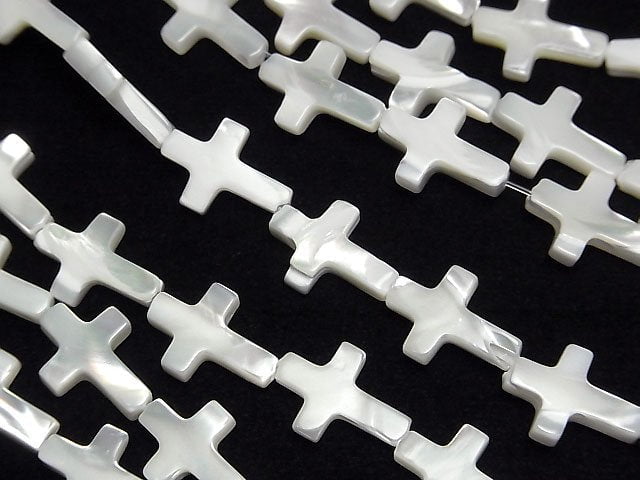 [Video] Mother of Pearl MOP White Cross 14x10mm 1strand beads (aprx.15inch/36cm)